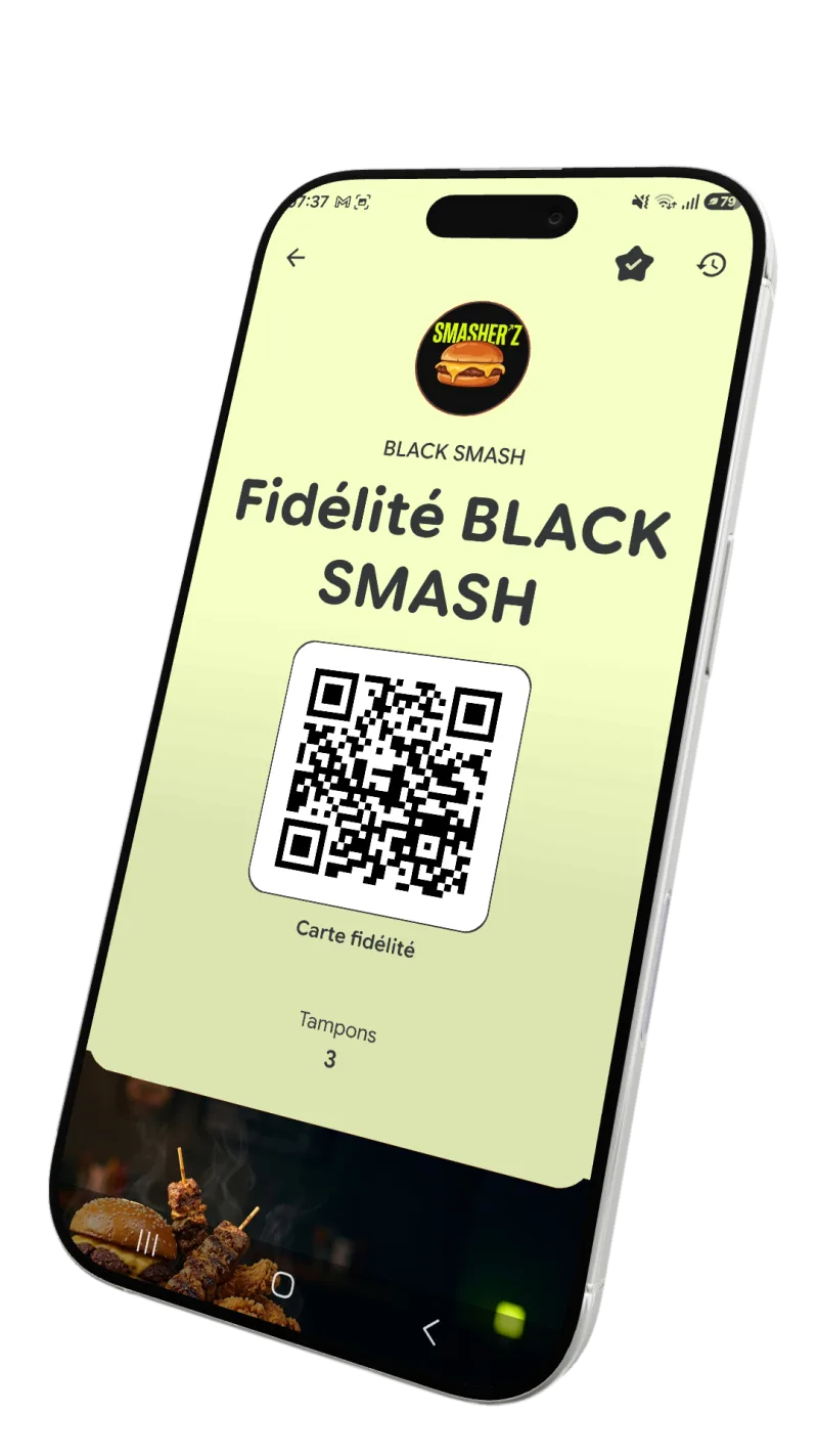 Carte de fid&eacute;lit&eacute; Wallet nouvelle g&eacute;n&eacute;ration sur le t&eacute;l&eacute;phone du client